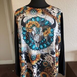 Floral Skull Print Women's Top